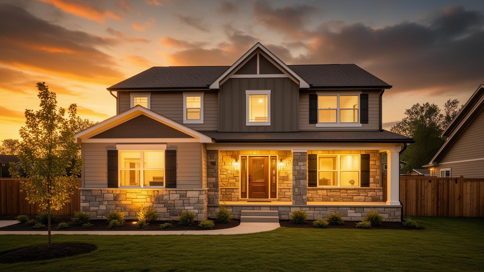 Beautiful restored home at dusk
